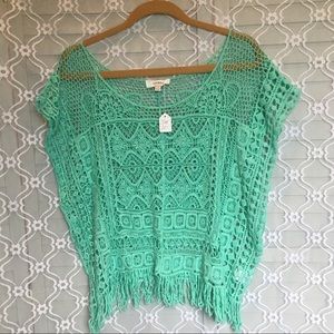 crochet mint lace top